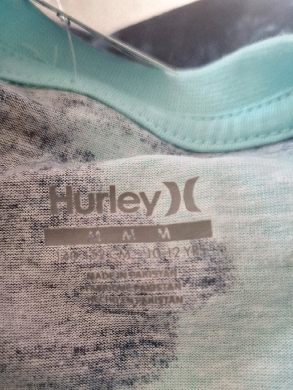 Hurley Boys Tie-Dye Short Sleeve Tee - Aqua & Black Size Med - Picture 4 of 4